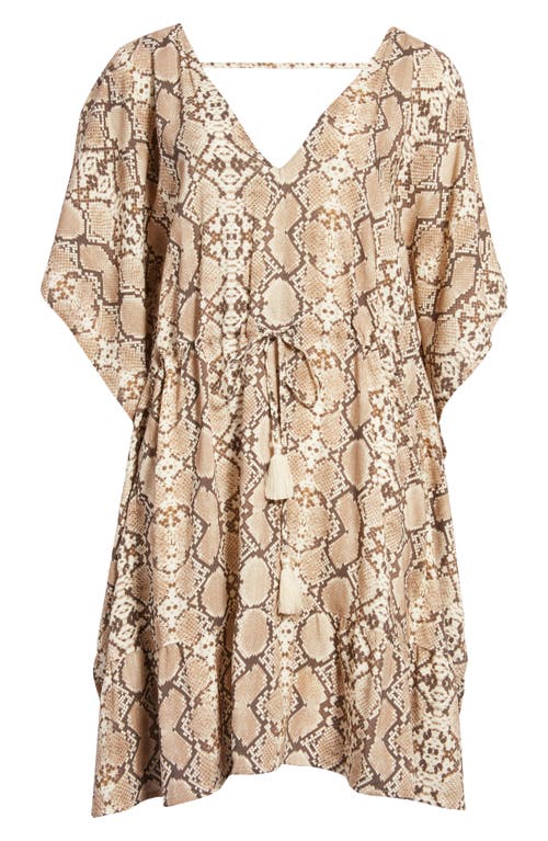Maaji Bluebell Python Print Cover-Up Caftan Dress in Beige