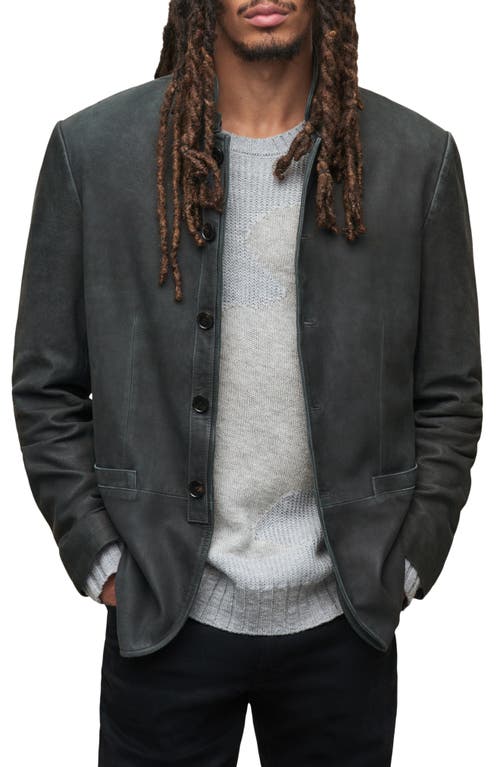 John Varvatos Cheshire Slim Fit Leather Jacket in Seal Grey