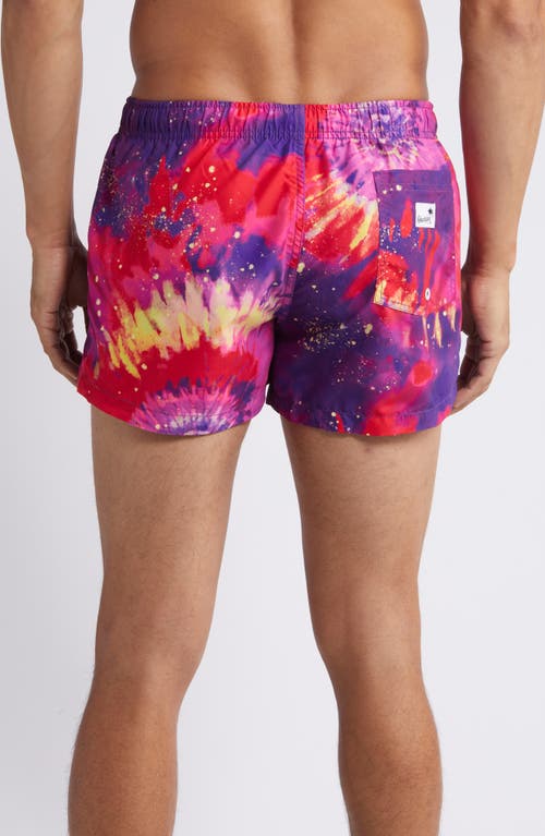 Boardies Bright Tie Dye Shortie Swim Trunks In Purple Multi