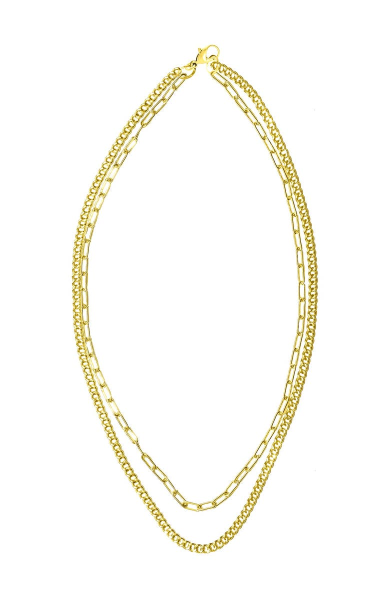 Adornia 14K Yellow Gold Plated Layered Mixed Chain Necklace Gold ...