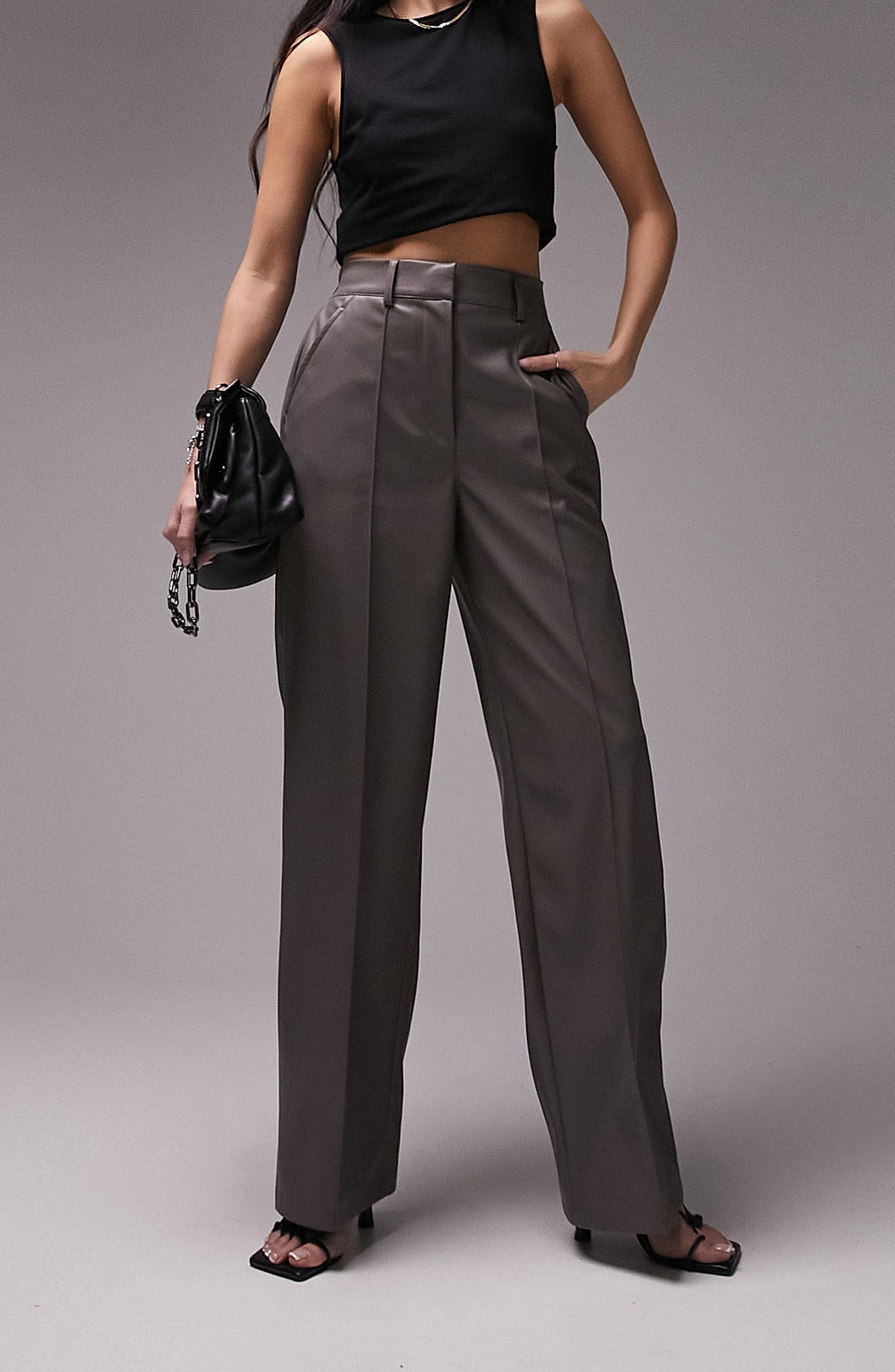 nutemperor PU LEATHER WIDE PANTS - 通販 - toptelha.net.br