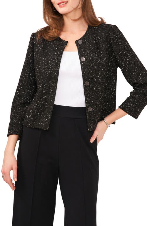 Shop Vince Camuto Tweed Knit Crop Jacket In Rich Black