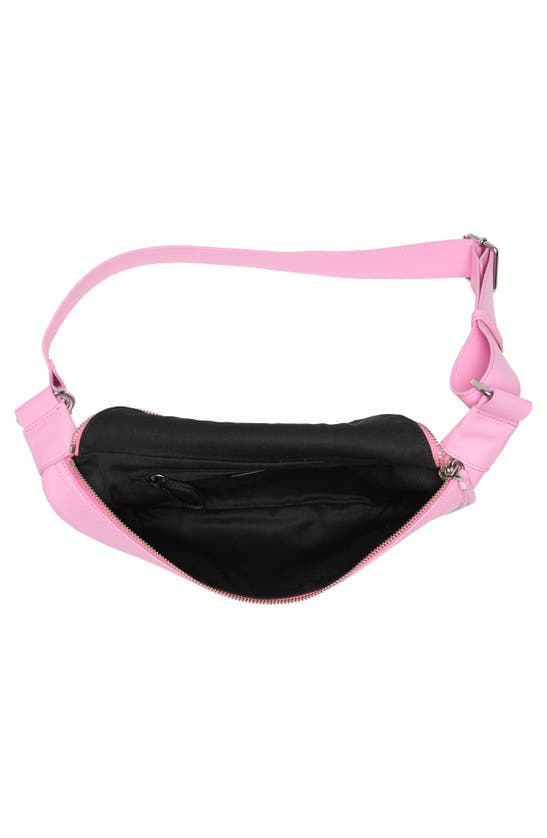 Shop Rebecca Minkoff Cree Leather Belt Bag In Bubblegum