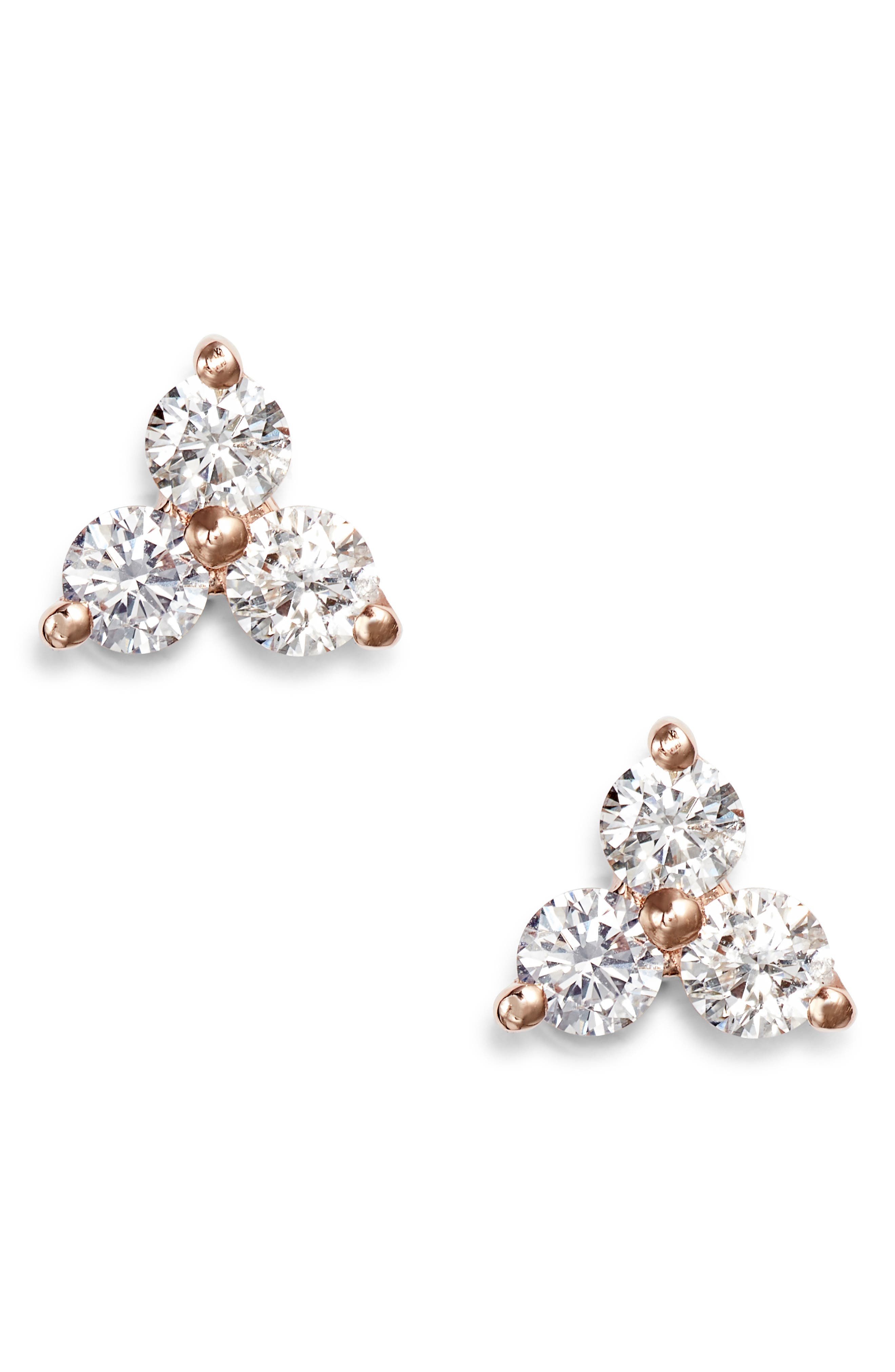 trio diamond stud earrings