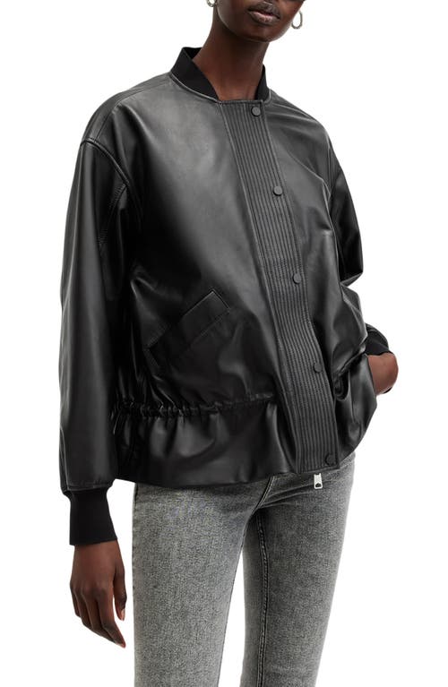 Shop Allsaints Sofi Leather Bomber Jacket In Black