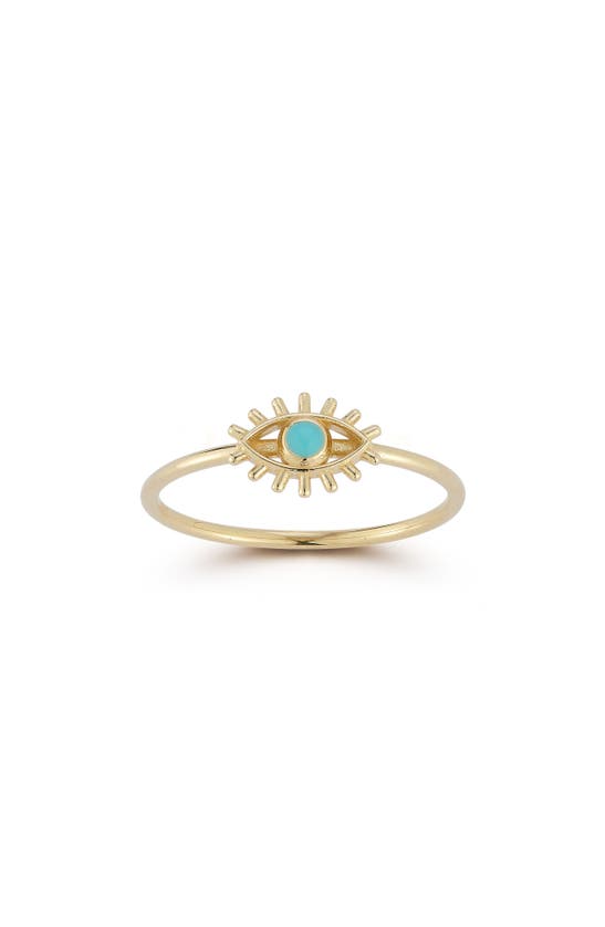 Ember Fine Jewelry Turquoise Evil Eye Ring In 14k Gold