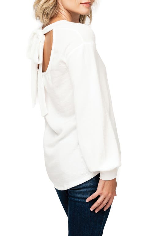 Gibsonlook Tie Back Rib Sweater In White