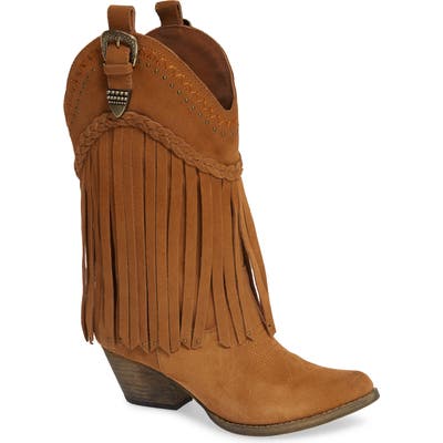 Very Volatile Anderson Fringe Western Boot, Brown