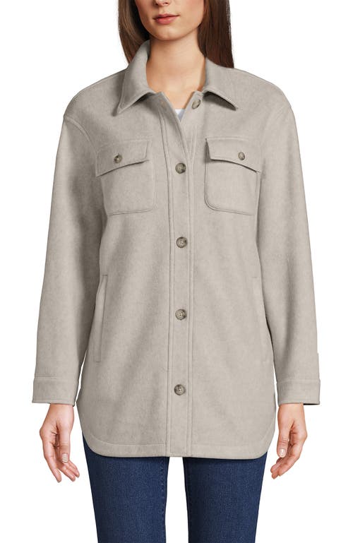 Shop Lands' End Plus Size Luxe Fleece Shirt Jacket In Warm Stone Heather