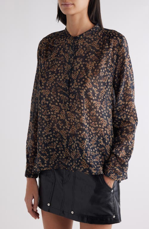 Shop Isabel Marant Étoile Maria Abstract Print Cotton Button-up Shirt In Black/ochre