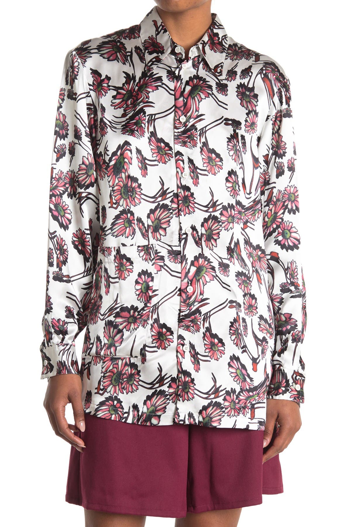 Maison Margiela Floral Printed Patch Pocket Button-down Shirt In 001s Multicolored