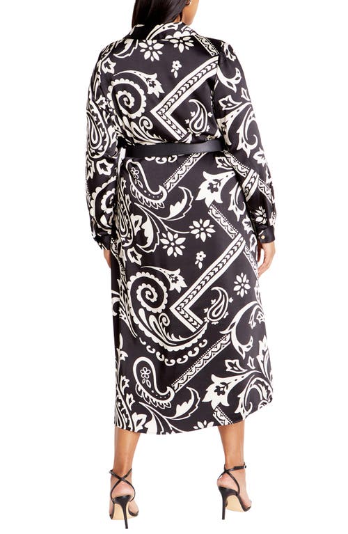 Shop City Chic Sienna Paisley Print Long Sleeve Shirtdress