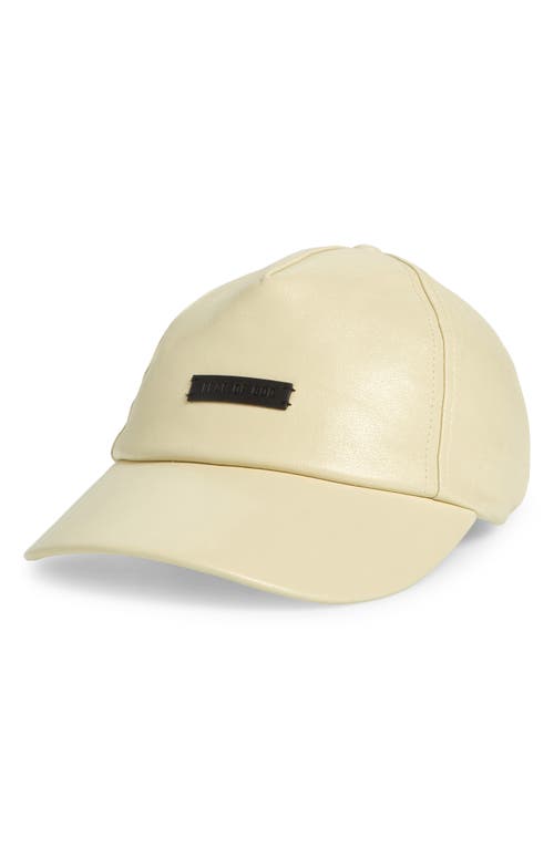 Logo Leather Baseball Cap in Lemon Cream
