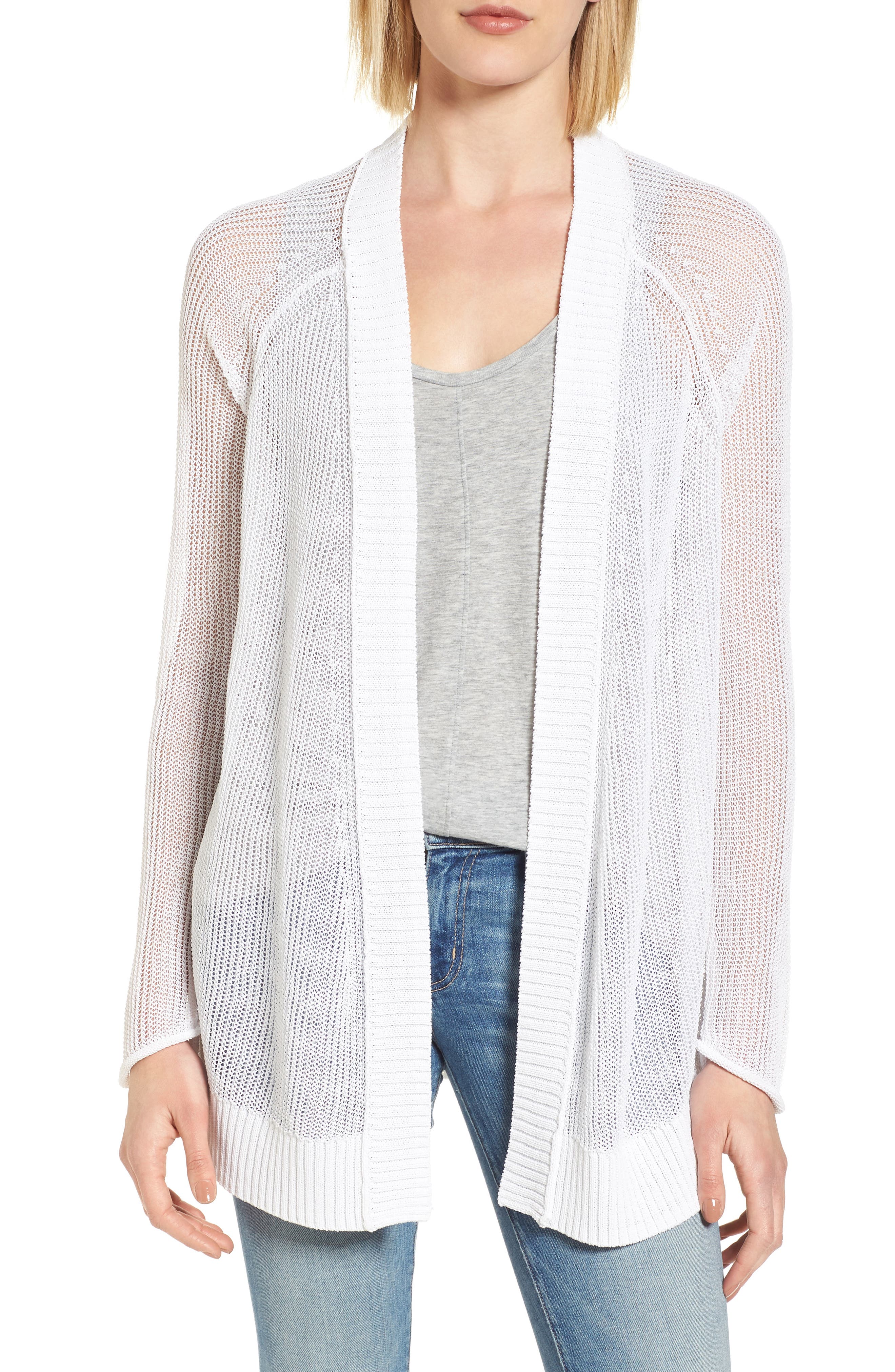 Caslon Open Cotton Blend Cardigan, White