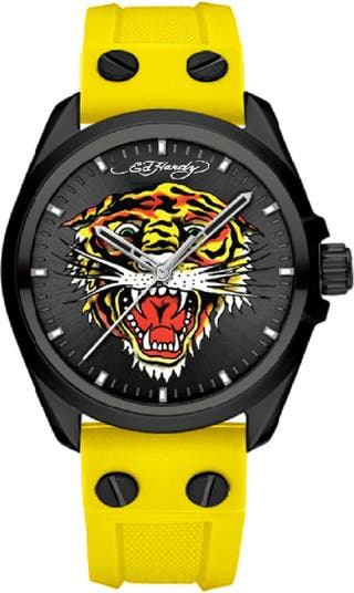I TOUCH x Ed Hardy Tiger Art Silicone Watch, 38mm