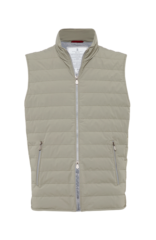 Shop Brunello Cucinelli Bonded Taffeta Lightweight Down Vest In Military