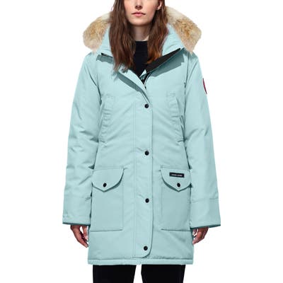 Canada Goose Trillium Regular Fit Down Parka With Genuine Coyote Fur Trim, (14-16) - Blue