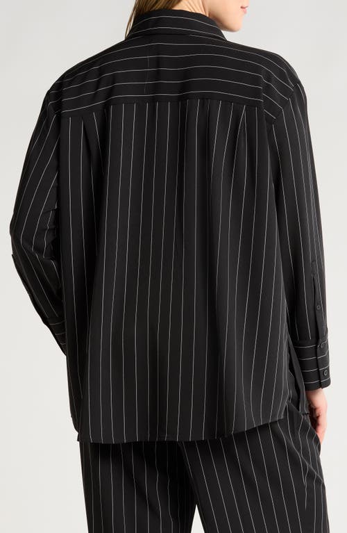 Shop Nordstrom Button-up Shirt In Black Penelope Pinstripe