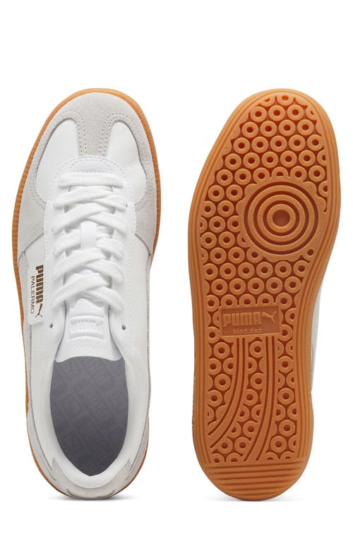 Shop Puma Palermo Leather Sneaker In  White-glacial Gray-gum