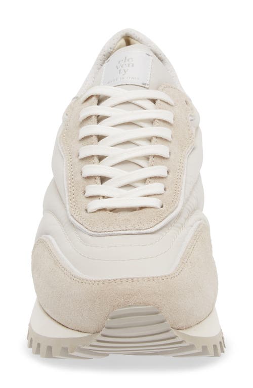 Eleventy Mixed Media Runner Sneaker In Sand And White