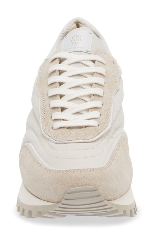 Shop Eleventy Mixed Media Runner Sneaker In Sand And White