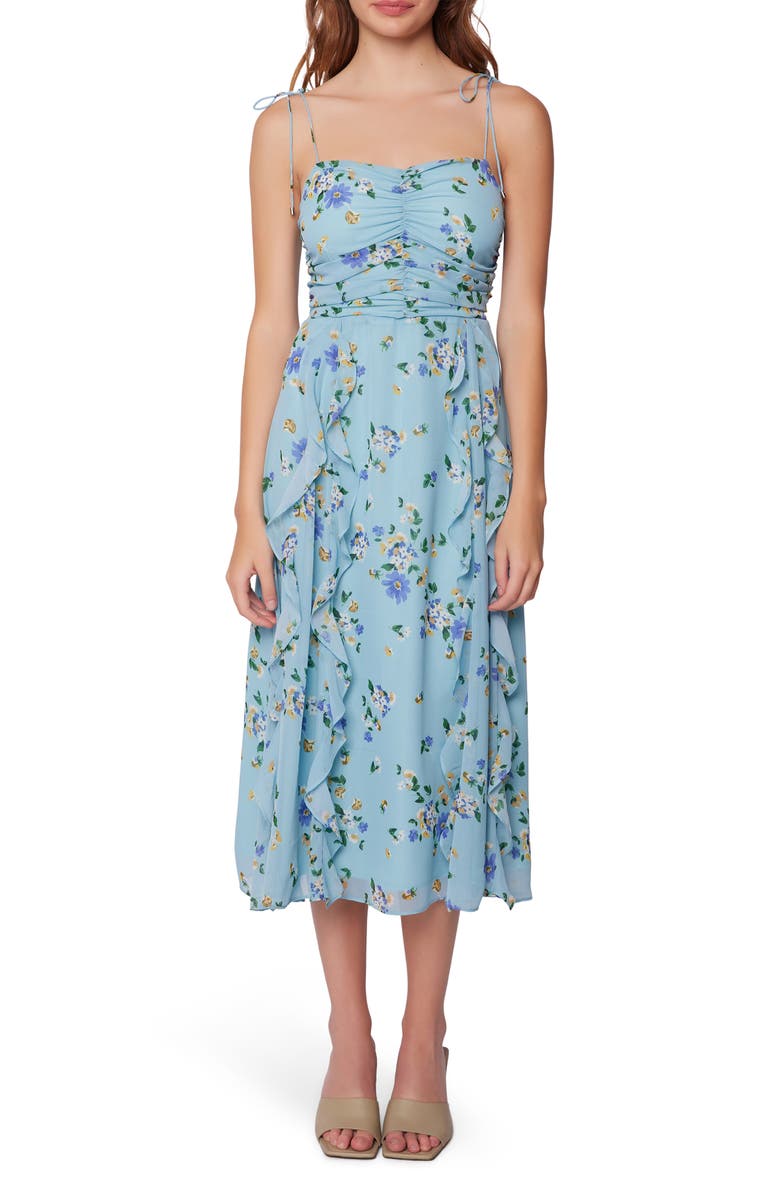 Lost + Wander Bluebelle Breeze Tie Strap Dress, Main, color, BLUE WHITE FLORAL - fall floral dresses