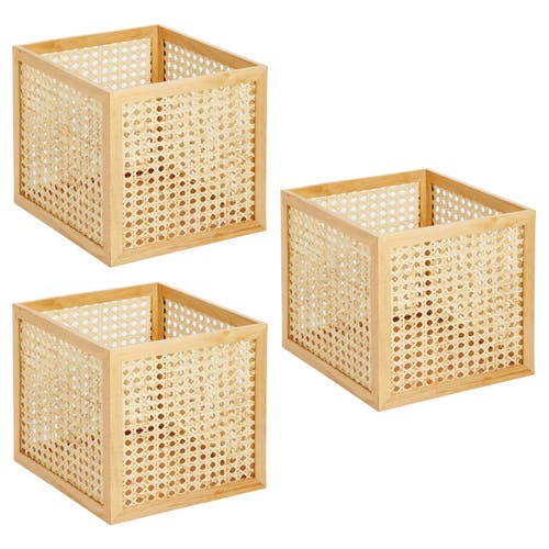 Shop Mdesign Natural Cane Square Storage Organizer Bin, 3 Pack