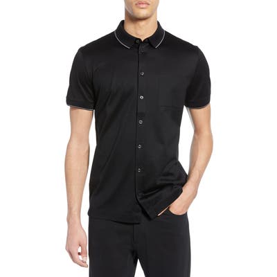 Boss Puno Slim Fit Knit Shirt, Black