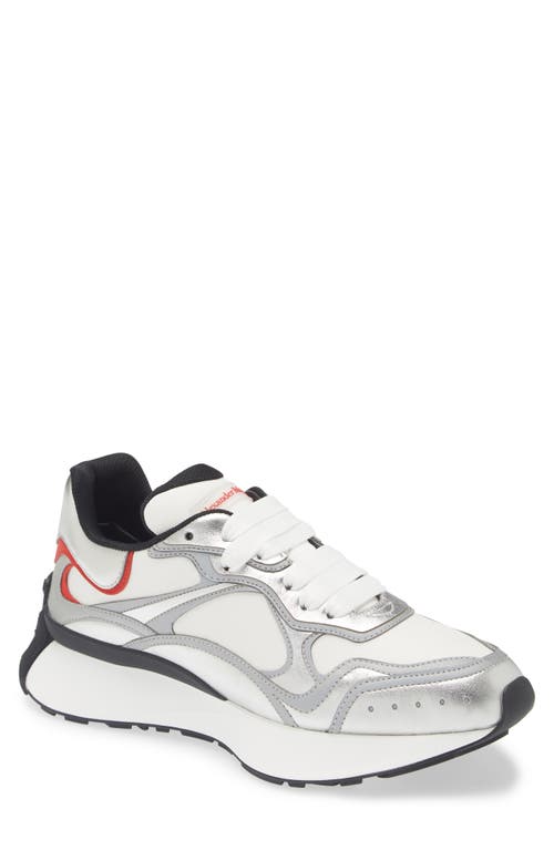 Shop Alexander Mcqueen Sprint Runner Sneaker In Silver/white/black