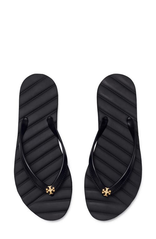 Shop Tory Burch Kira Flip Flop In Perfect Black/black/gold