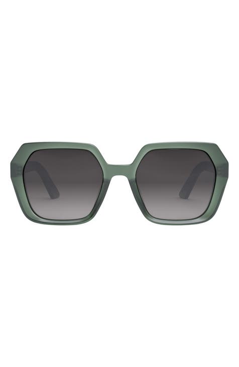 Mirrored Oval Sunglasses in Green - Bottega Veneta