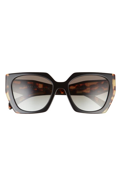 Prada 54mm Gradient Rectangle Sunglasses In Black/medium Tortoise/grey