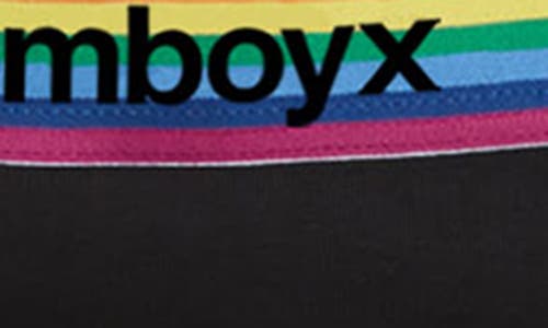 Shop Tomboyx First Line Stretch Cotton Period Bikini In Black Rainbow Logo