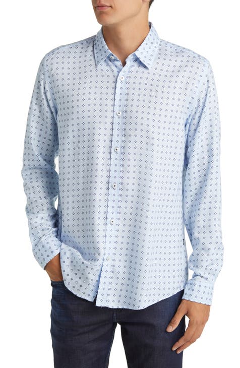 Roan Kent Slim Fit Foulard Print Cotton Button-Up Shirt