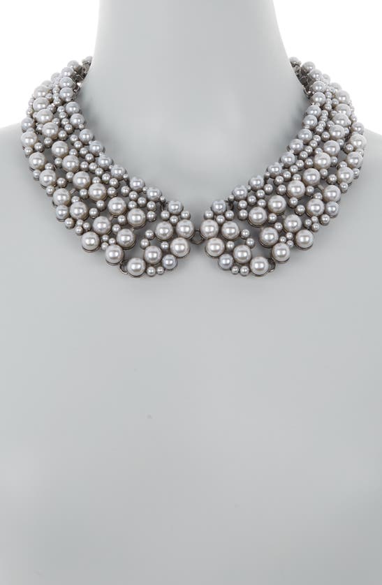 Shop Eye Candy Los Angeles Diana Imitation Pearl Collar Necklace In Grey