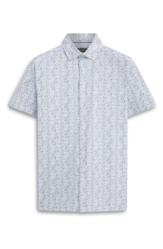 Shop Bugatchi Milo Ooohcotton® Floral Short Sleeve Button-up Shirt In Air Blue