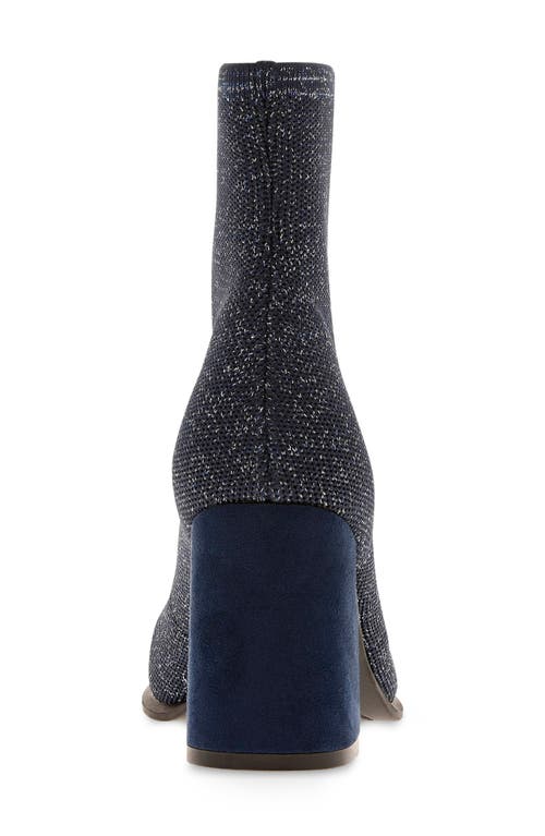 Mia Women's Piana Block Heel Knit Sock Booties In Navy/silver