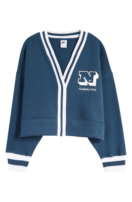 Shop Nike Sportswear Phoenix Fleece Oversize Cardigan In Armory Navy/white