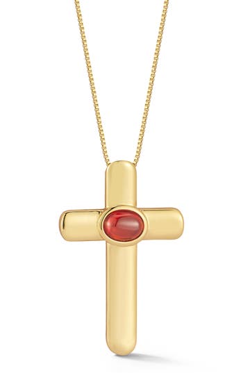 Chloe & Madison Chloe And Madison Cubic Zirconia Cross Pendant Necklace In Gold