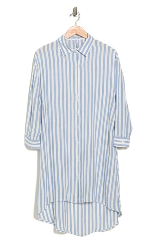 Boho Me Gauze Stripe Print Coverup In Blue Stripe