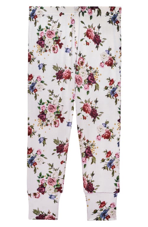 Shop Posh Peanut Kids' Philippa Floral Fitted Two-piece Pajamas In Open White