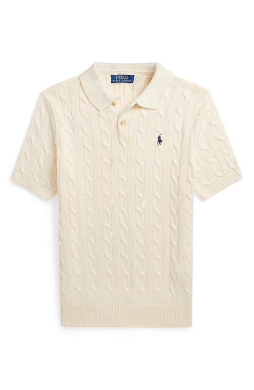 Shop Polo Ralph Lauren Roving Cable Cotton Polo Sweater In Andover Cream