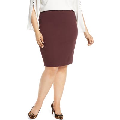 Plus Size Vince Camuto Ponte Knit Skirt, Burgundy