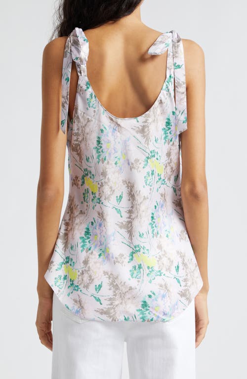 Cinq À Sept Marta Floral Tie Strap Satin Camisole In Pastel Multi