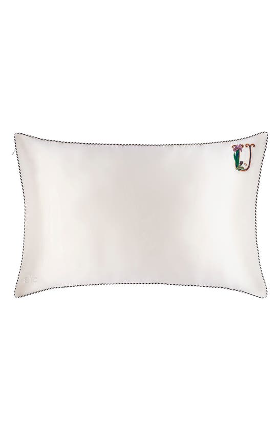 Slip Embroidered Pure Silk Queen Pillowcase