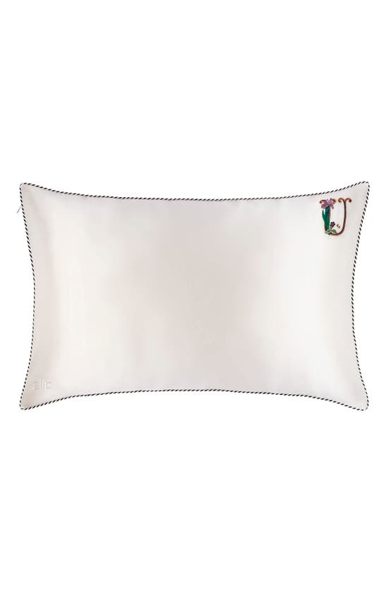 Shop Slip Embroidered Pure Silk Queen Pillowcase In U