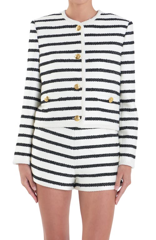 English Factory Stripe Tweed Jacket In Off White/black