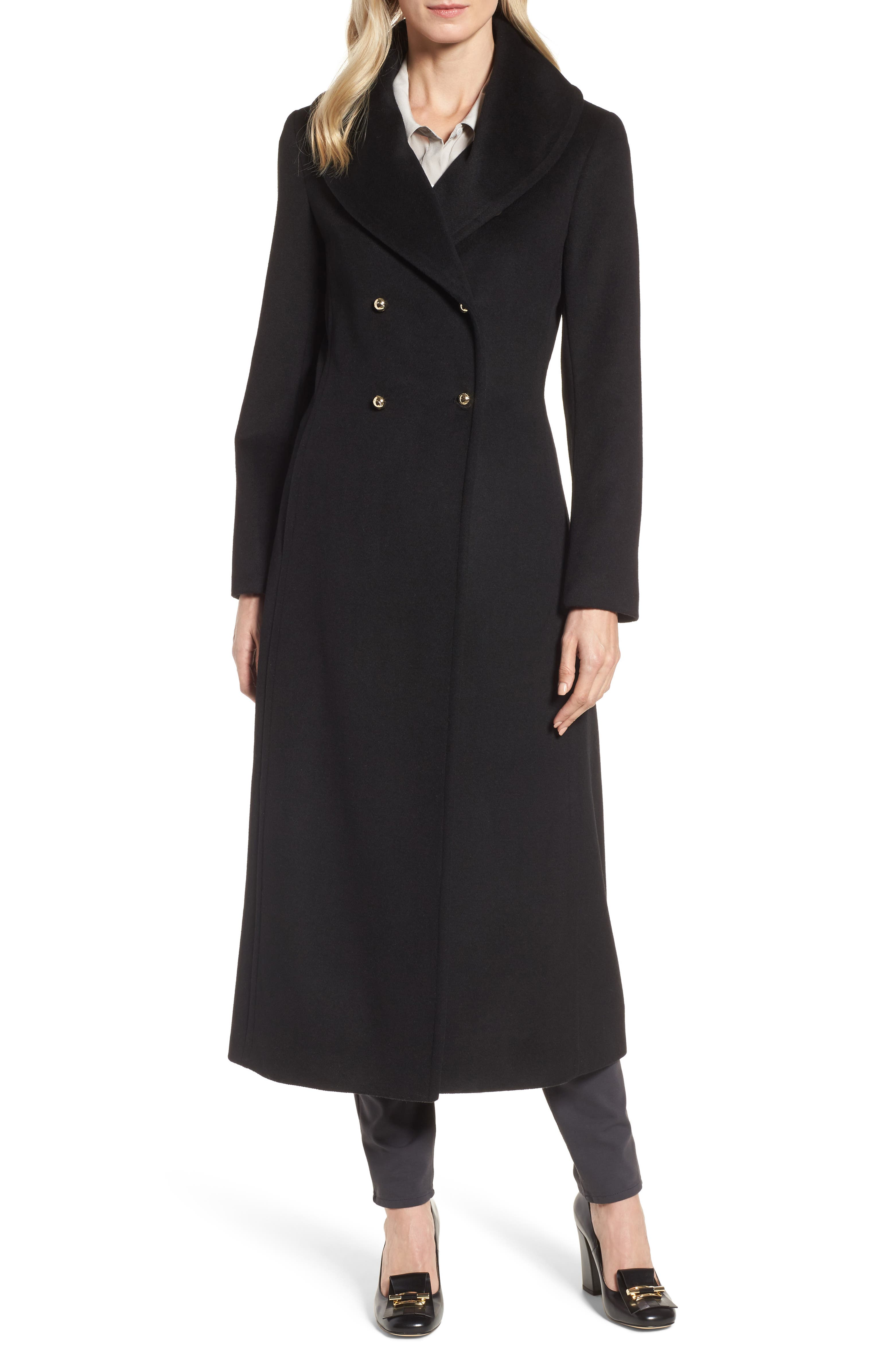DKNY Wool Blend Felt Shawl Collar Coat | Nordstrom