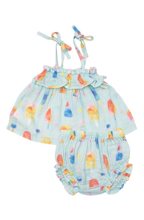 Angel Dear Babies' Popsicles Print Organic Cotton Ruffled Top & Bloomers Set In Multi