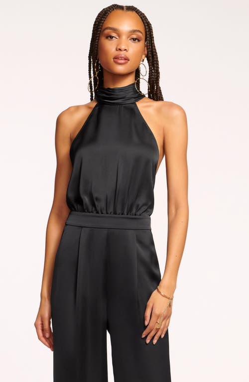 Shop Ramy Brook Tatiana Halter Neck Satin Jumpsuit In Black